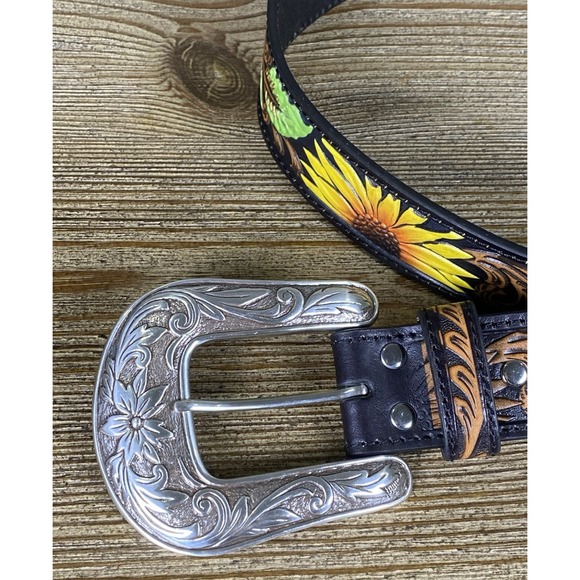 Ariat Belt Leather Womens Western Large sunflower NWT - Picture 2 of 8